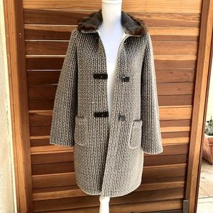 LORO PIANA Sweater Coat with Mink Trim